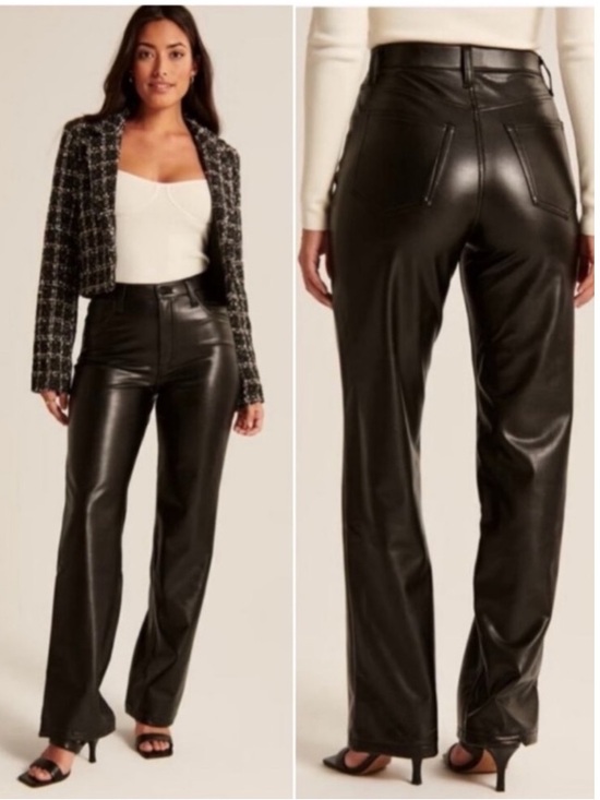 Abercrombie & Fitch Pants - Abercrombie & Fitch The Ankle Straight Ultra High Rise Vegan Leather Pant 31